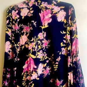 Free People Tate Top Womens Size M Tunic Mini Dress Floral Bell Sleeve Open Back